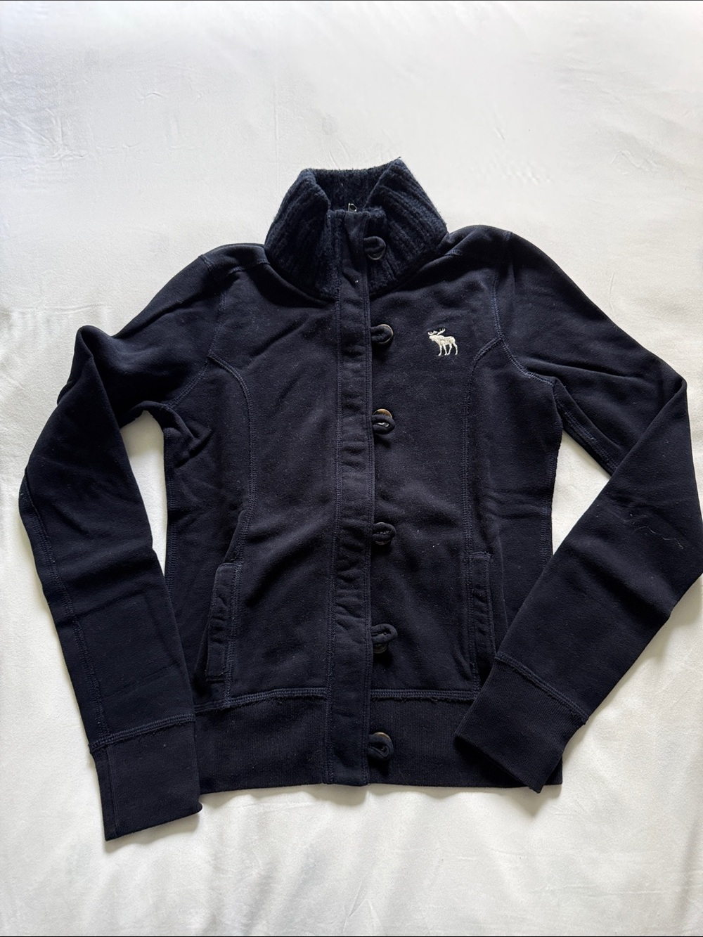 Abercrombie & Fitch Navy Teddy Button-Up Jacket